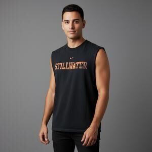 Vintage Men's Nike Y2K Gray Tag USA Fabric Tank Top Stillwater Oklahoma Large